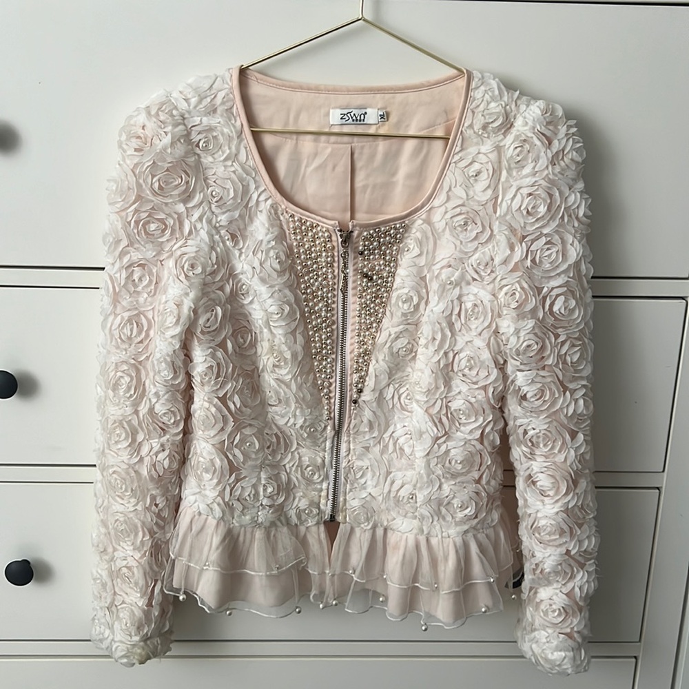 Women jacket with roses size XL (fits S-M)